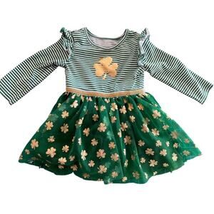 St Patrick’s Day Baby Girl Dress 18M Green Gold Shamrock Tulle Outfit Clothing